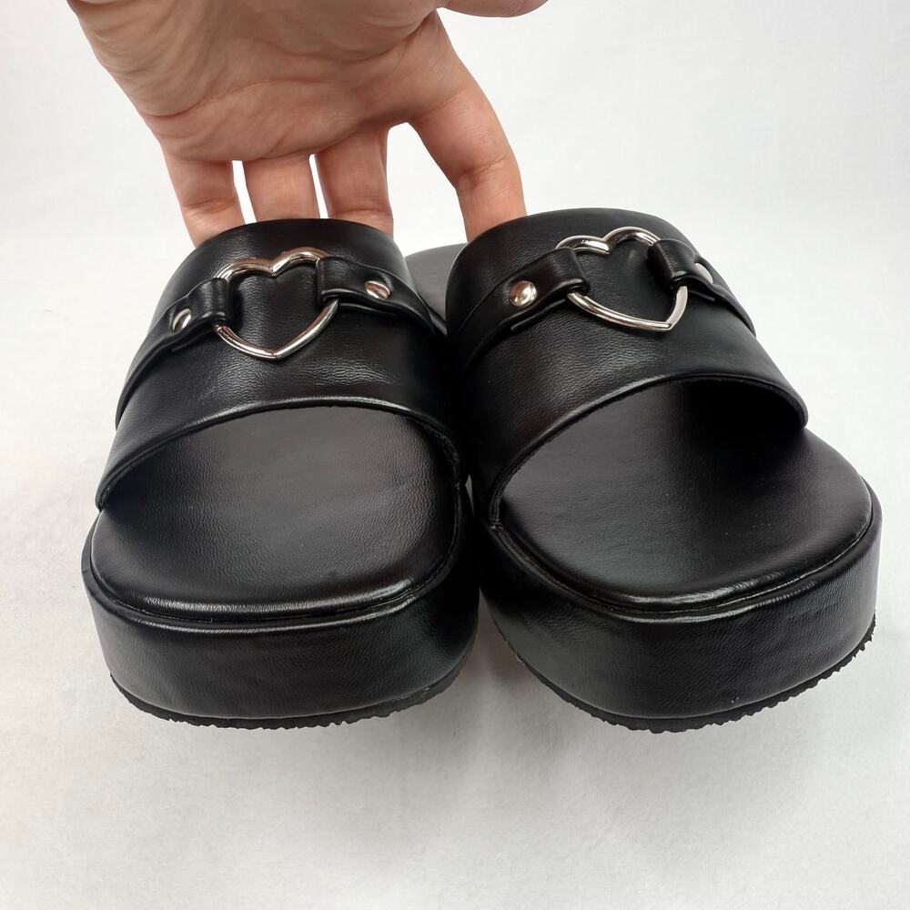 New Shein Black Heart Platform Slides 7 - Picture 6 of 9
